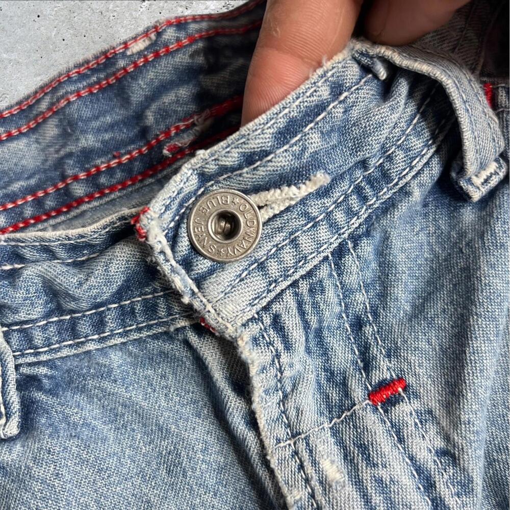 Old Navy Womens Denim Shorts Y2K 90's Pockets Raw Hem Blue Size 28 - Picture 4 of 8